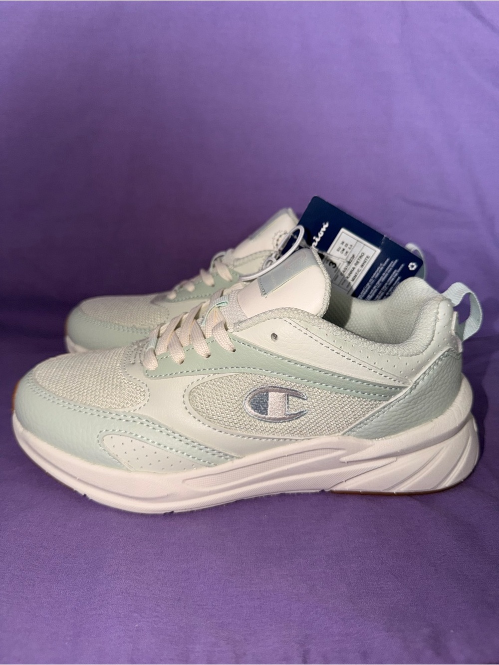 Champion Kinna Retro Kids Sneakers Size 3 Mint White New With Tags